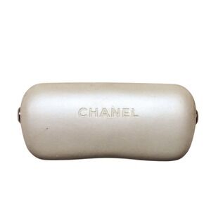 Chanel Eyeglasses Case Authentic Designer Glasses Holder Travel Pearl Beige READ